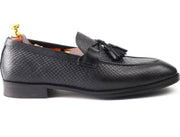 Men’s black Genuine Leather Formal Tassel Loafers Dress Shoes - Feetique Footwea